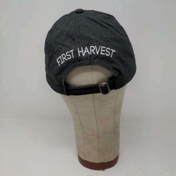 First Harvest Mens Slideback Hat Black Adjustable Embroidered Logo - Picture 7 of 11